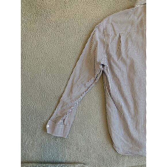 Paul & Shark Button Shirt 42 Large Yachting Striped Long Sleeve Performance Blue - Picture 7 of 13